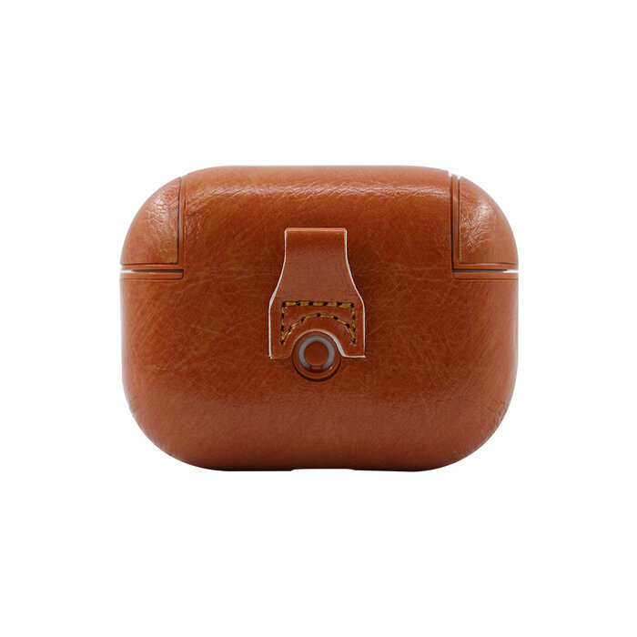 JVS Products Apple Airpods 1 en 2 Lederlook Case - Kunstleer - Hardcase - Sleutelhanger - Kunstleer - Apple Airpods - Lichtbruin