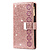 Samsung Galaxy S21 FE hoesje - Bookcase - Koord - Pasjeshouder - Portemonnee - Glitter - Bloemenpatroon - Kunstleer - Rose Goud