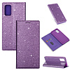 iPhone XR hoesje - Bookcase - Pasjeshouder - Portemonnee - Glitter - TPU - Paars