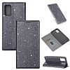 iPhone 12 Pro Max hoesje - Bookcase - Pasjeshouder - Portemonnee - Glitter - TPU - Grijs