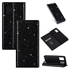 iPhone 12 Pro Max hoesje - Bookcase - Pasjeshouder - Portemonnee - Glitter - TPU - Zwart