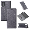 iPhone 12 Mini hoesje - Bookcase - Pasjeshouder - Portemonnee - Glitter - TPU - Grijs