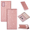 Samsung Galaxy S21 Plus hoesje - Bookcase - Pasjeshouder - Portemonnee - Glitter - TPU - Rose Goud