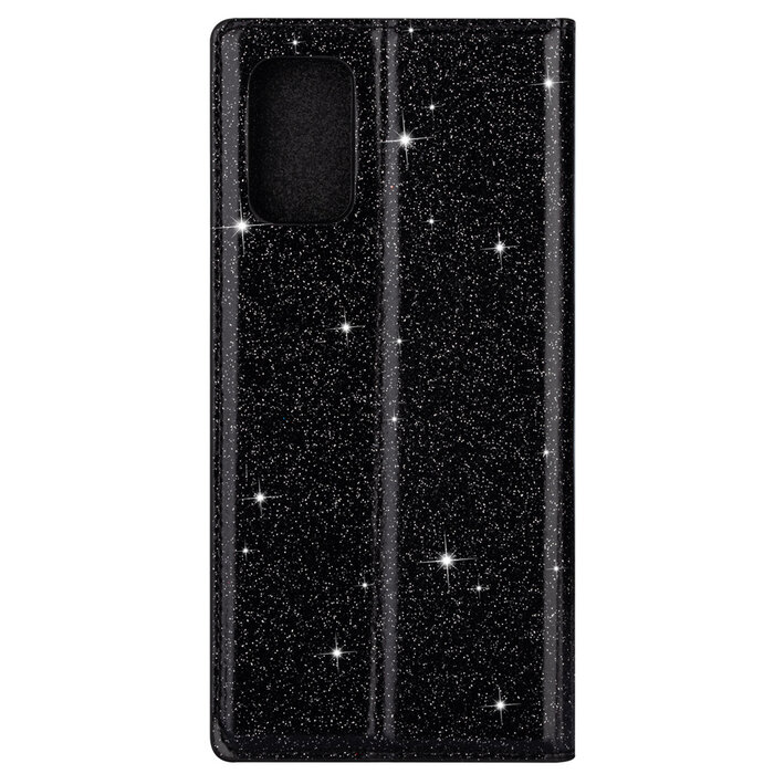 JVS Products Samsung Galaxy S21 Ultra hoesje - Bookcase - Pasjeshouder - Portemonnee - Glitter - TPU - Zwart