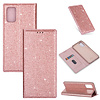 Samsung Galaxy Note 20 hoesje - Bookcase - Pasjeshouder - Portemonnee - Glitter - TPU - Rose Goud