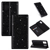 Samsung Galaxy S21 FE hoesje - Bookcase - Pasjeshouder - Portemonnee - Glitter - TPU - Zwart