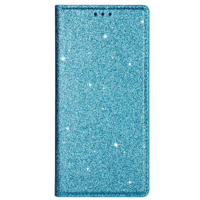 JVS Products Samsung Galaxy A21S hoesje - Bookcase - Pasjeshouder - Portemonnee - Glitter - TPU - Blauw