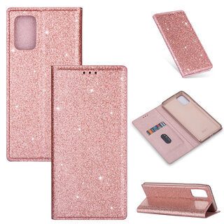 JVS Products Samsung Galaxy S10 hoesje - Bookcase - Pasjeshouder - Portemonnee - Glitter - TPU - Rose Goud
