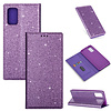 Samsung Galaxy A22 5G hoesje - Bookcase - Pasjeshouder - Portemonnee - Glitter - TPU - Paars