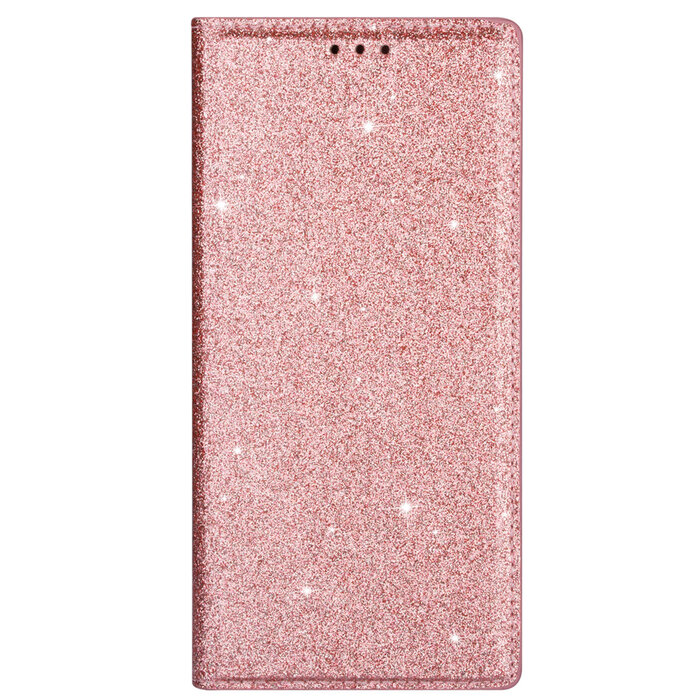 JVS Products Samsung Galaxy A52 hoesje - Bookcase - Pasjeshouder - Portemonnee - Glitter - TPU - Rose Goud