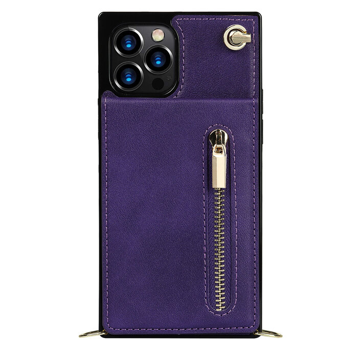 JVS Products iPhone 7 hoesje - Backcover - Pasjeshouder - Portemonnee - Koord - Kunstleer - Paars