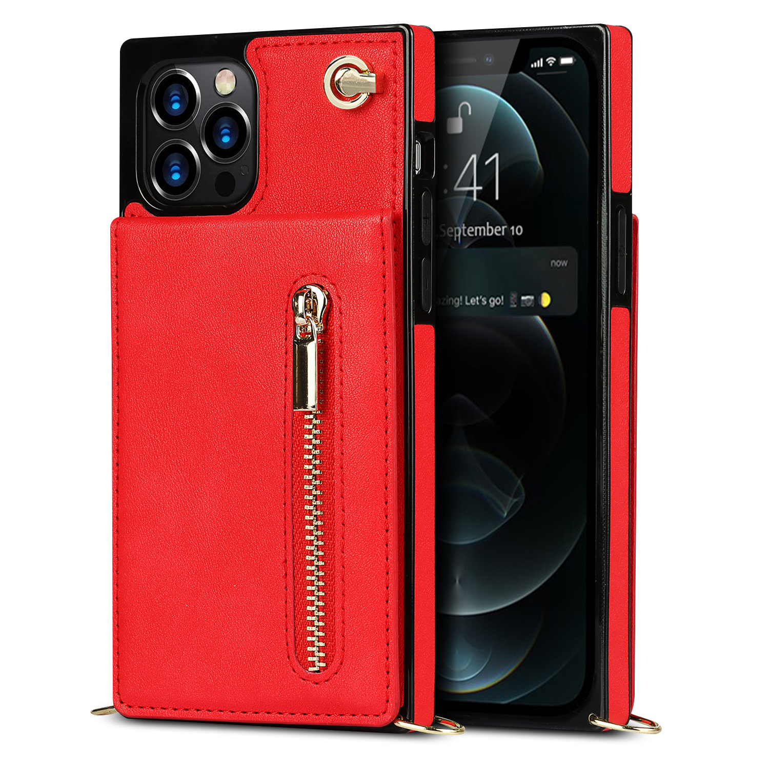 JVS Products iPhone 8 hoesje - Backcover - Pasjeshouder - Portemonnee - Koord - Kunstleer - Rood