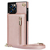 iPhone 11 Pro Max hoesje - Backcover - Pasjeshouder - Portemonnee - Koord - Kunstleer - Rose Goud