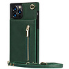 iPhone 12 hoesje - Backcover - Pasjeshouder - Portemonnee - Koord - Kunstleer - Groen