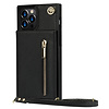 iPhone 12 Pro Max hoesje - Backcover - Pasjeshouder - Portemonnee - Koord - Kunstleer - Zwart