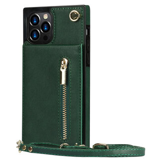 JVS Products Samsung Galaxy S20 FE hoesje - Backcover - Pasjeshouder - Portemonnee - Koord - Kunstleer - Groen