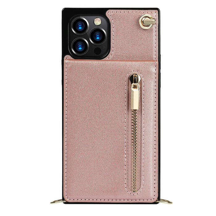 JVS Products Samsung Galaxy S20 FE hoesje - Backcover - Pasjeshouder - Portemonnee - Koord - Kunstleer - Rose Goud