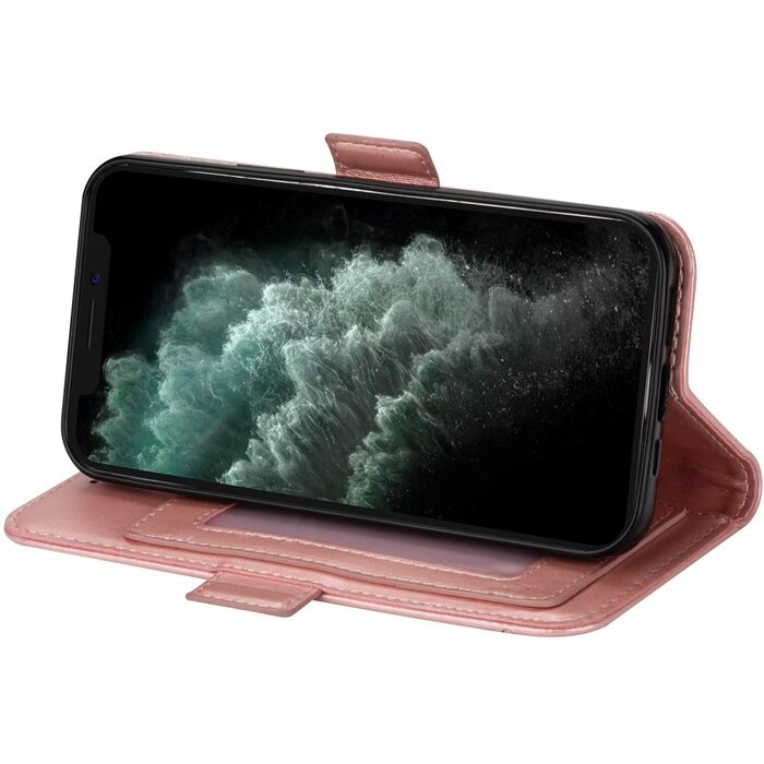 JVS Products iPhone 12 Pro hoesje - Bookcase - Koord - Pasjeshouder - Portemonnee - Mandalapatroon - Kunstleer - Roze