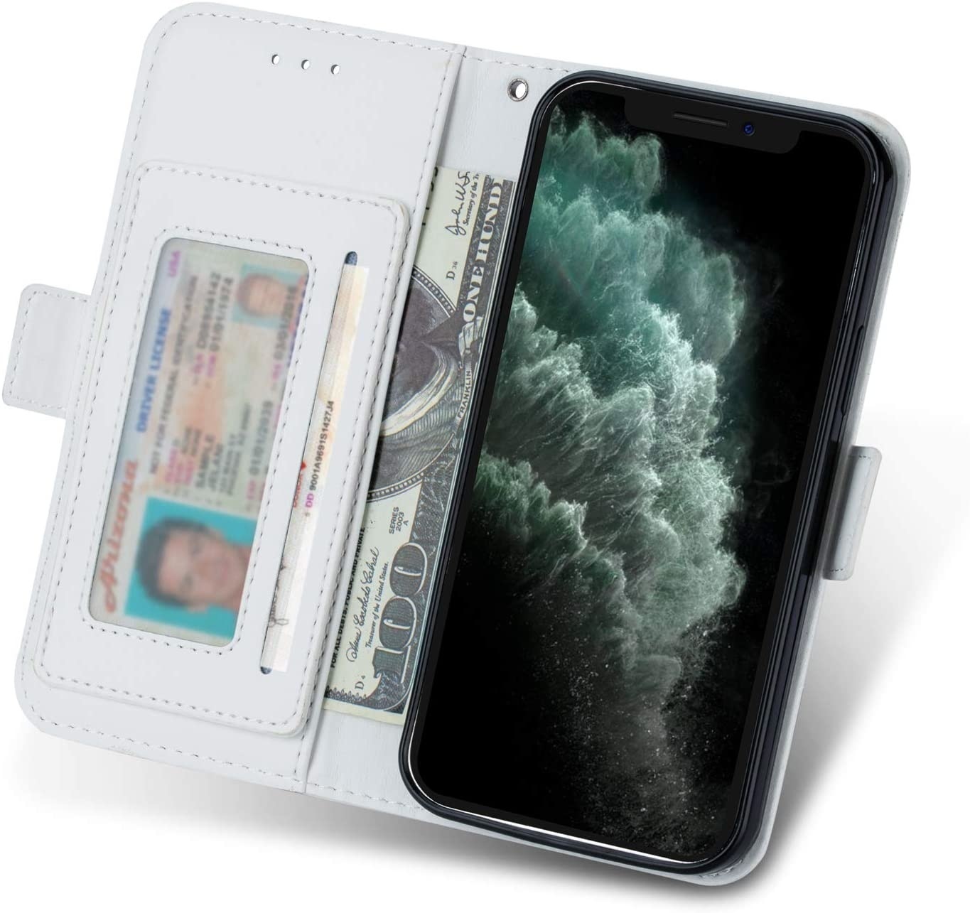 JVS Products Samsung Galaxy S21 Ultra hoesje - Bookcase - Koord - Pasjeshouder - Portemonnee - Mandalapatroon - Kunstleer - Wit