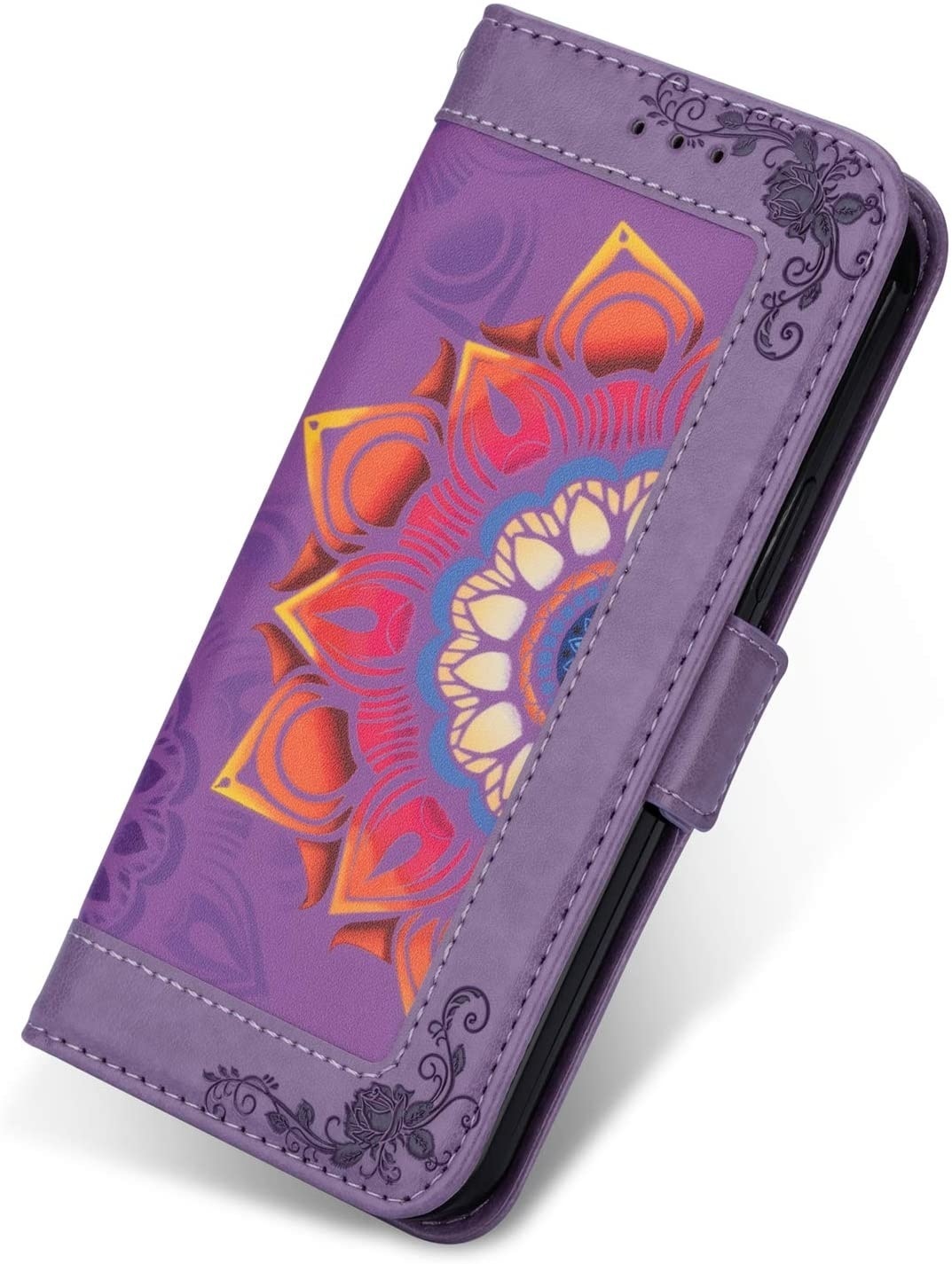 JVS Products Samsung Galaxy Note 20 hoesje - Bookcase - Koord - Pasjeshouder - Portemonnee - Mandalapatroon - Kunstleer - Paars