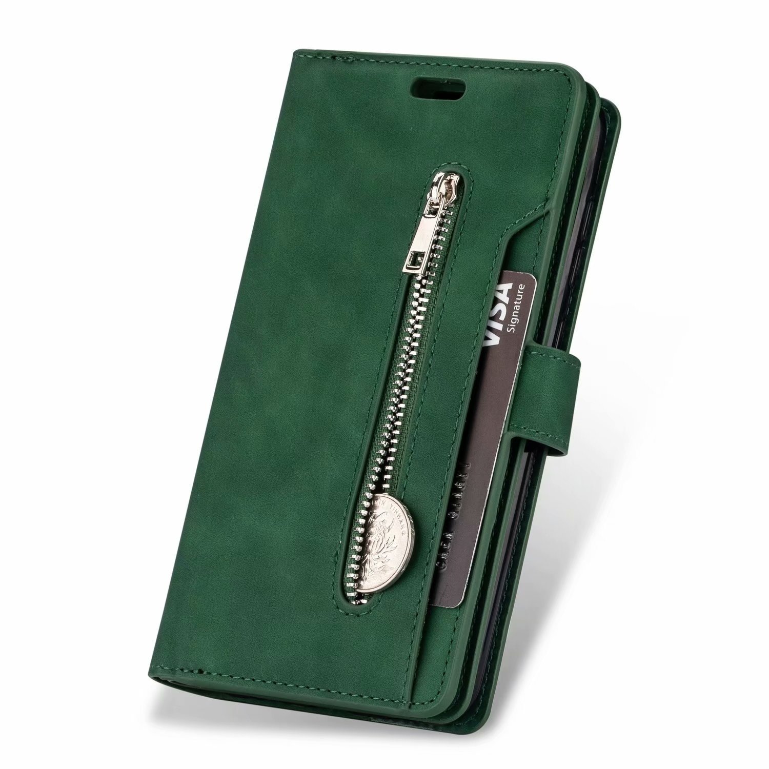 handboeien Gladys glans JVS Products iPhone 12 Mini Luxe Book Case Hoesje met Koord - Portemonnee -  Pasjeshouder - Magnetische Sluiting - Apple iPhone 12 Mini - Groen -  Trendyhoesjes.nl