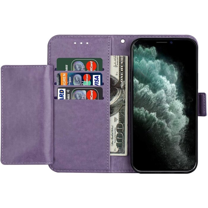 JVS Products iPhone 12 Pro Max hoesje - Bookcase - Koord - Pasjeshouder - Portemonnee - Mandalapatroon - Kunstleer - Wit