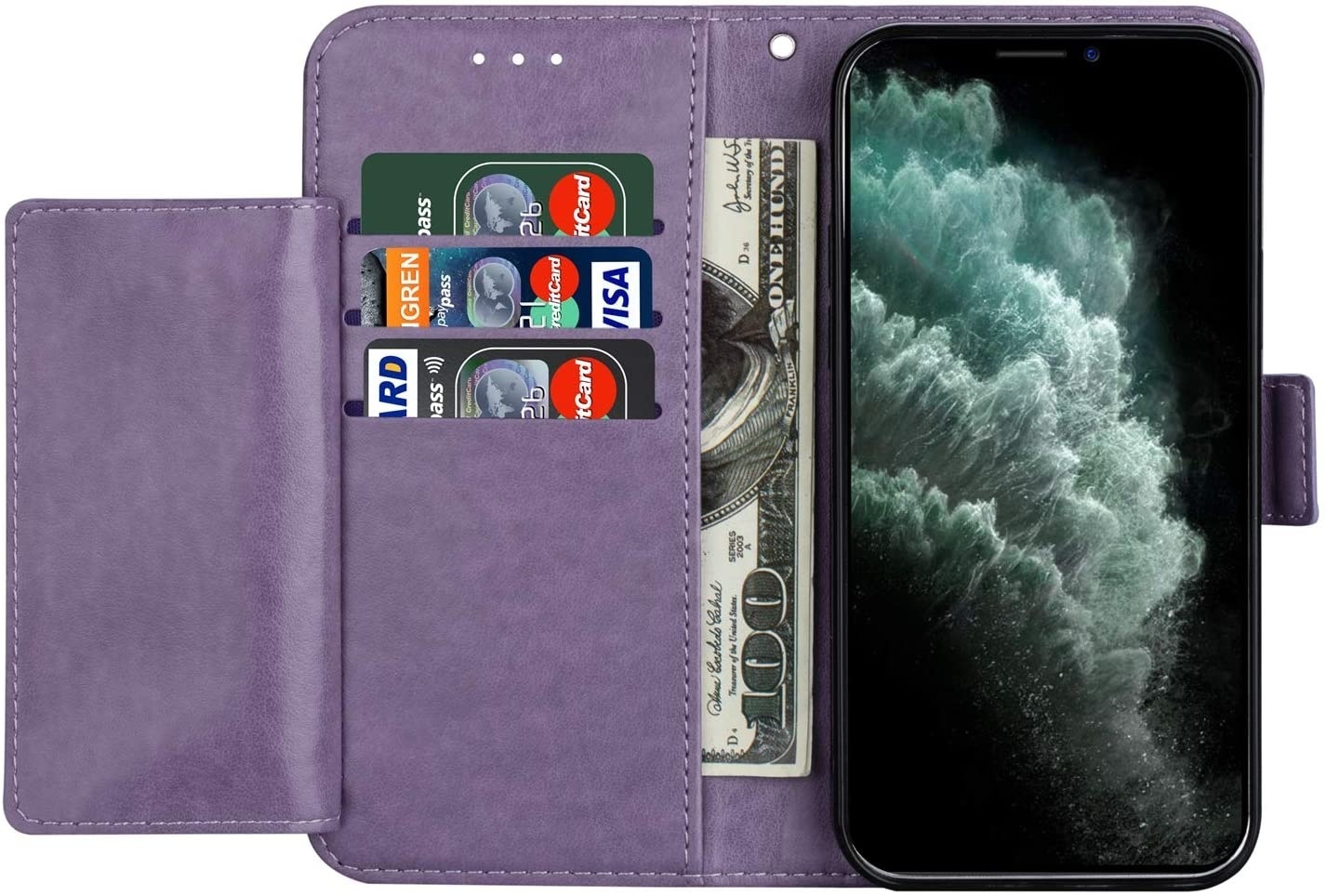 JVS Products Samsung Galaxy Note 20 hoesje - Bookcase - Koord - Pasjeshouder - Portemonnee - Mandalapatroon - Kunstleer - Paars