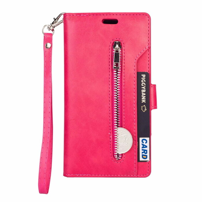 JVS Products Samsung Galaxy A42 hoesje - Bookcase - Koord - Pasjeshouder - Portemonnee - Rits - Kunstleer - Roze