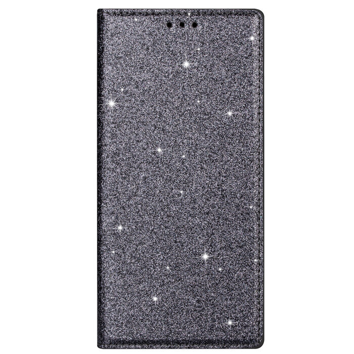 JVS Products iPhone 12 Pro Max hoesje - Bookcase - Pasjeshouder - Portemonnee - Glitter - TPU - Grijs