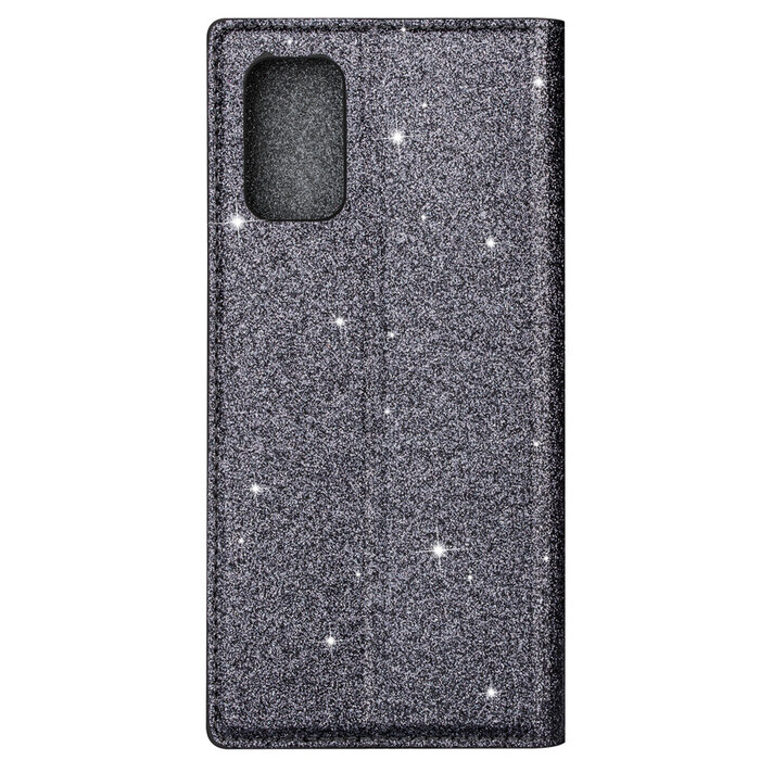 JVS Products Samsung Galaxy A72 hoesje - Bookcase - Pasjeshouder - Portemonnee - Glitter - TPU - Grijs