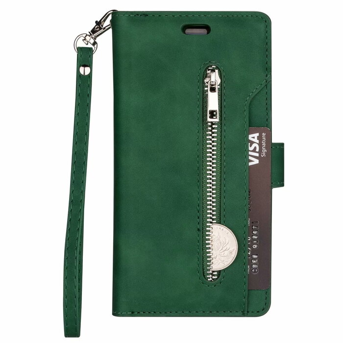 JVS Products iPhone 11 Pro hoesje - Bookcase - Koord - Pasjeshouder - Portemonnee - Rits - Kunstleer - Groen