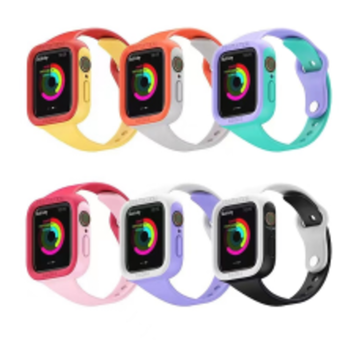 JVS Products Bandje geschikt voor Fitbit Sense  - Maat L - Sportband - Polsband - Horlogebandje - Tweekleurig - Siliconen - Oranje/Wit