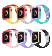 JVS Products Bandje geschikt voor Fitbit Sense  - Maat L - Sportband - Polsband - Horlogebandje - Tweekleurig - Siliconen - Cyaan/Paars