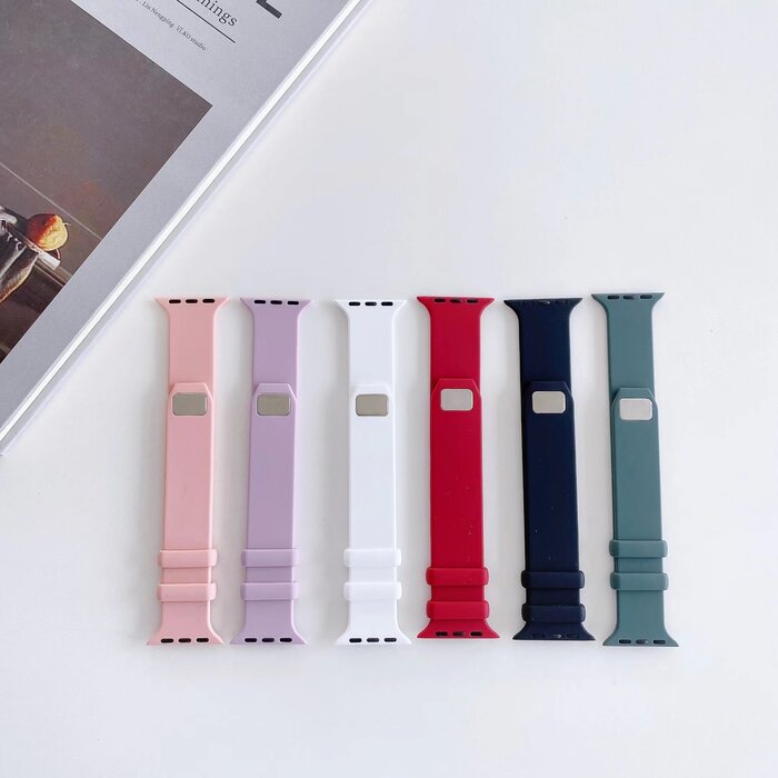 JVS Products Bandje geschikt voor Apple Watch 42/44MM - Maat L - Sportband - Polsband -  Dun - Horlogebandje - Siliconen - Solide kleur - Roze