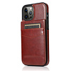 iPhone 12 hoesje - Backcover - Pasjeshouder - Portemonnee - Kunstleer - Bruin