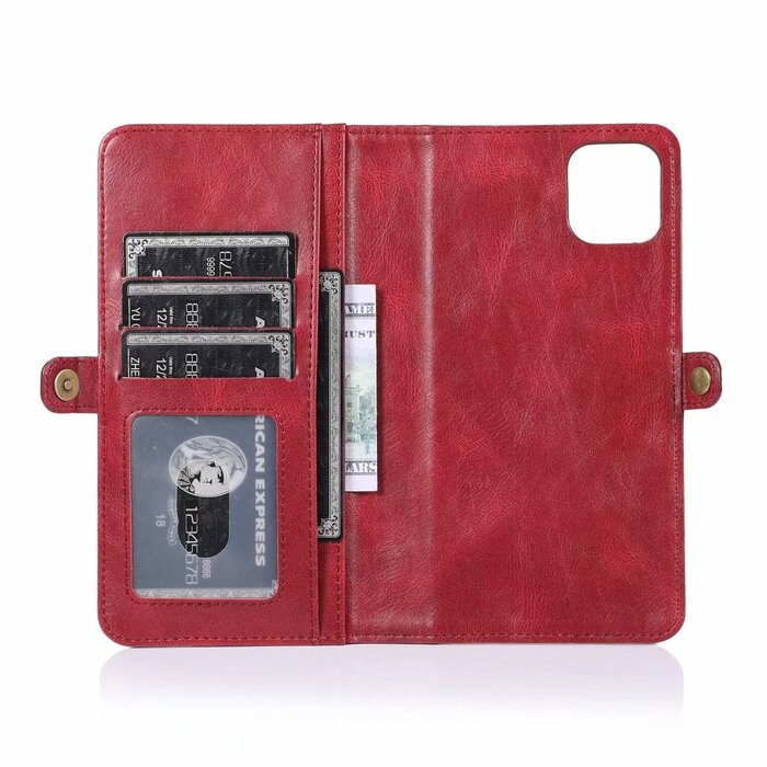JVS Products iPhone XS Max hoesje - Bookcase - Afneembaar 2 in 1 - Backcover - Pasjeshouder - Portemonnee - Kunstleer - Rood
