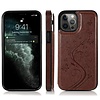 iPhone 7 hoesje - Backcover - Pasjeshouder - Portemonnee - Bloemenprint - Kunstleer - Bruin