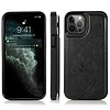 iPhone 7 hoesje - Backcover - Pasjeshouder - Portemonnee - Bloemenprint - Kunstleer - Zwart