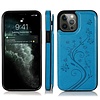 iPhone 7 hoesje - Backcover - Pasjeshouder - Portemonnee - Bloemenprint - Kunstleer - Blauw