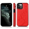 iPhone X hoesje - Backcover - Pasjeshouder - Portemonnee - Bloemenprint - Kunstleer - Rood