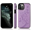 iPhone XS Max hoesje - Backcover - Pasjeshouder - Portemonnee - Bloemenprint - Kunstleer - Paars