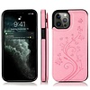 iPhone 11 hoesje - Backcover - Pasjeshouder - Portemonnee - Bloemenprint - Kunstleer - Roze