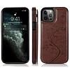 iPhone 12 Pro Max hoesje - Backcover - Pasjeshouder - Portemonnee - Bloemenprint - Kunstleer - Bruin