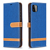 iPhone 7 hoesje - Bookcase - Pasjeshouder - Portemonnee - Vintage - Stof - Kunstleer - Blauw