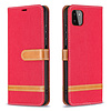 iPhone 7 hoesje - Bookcase - Pasjeshouder - Portemonnee - Vintage - Stof - Kunstleer - Rood