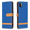 iPhone 8 hoesje - Bookcase - Pasjeshouder - Portemonnee - Vintage - Stof - Kunstleer - Blauw