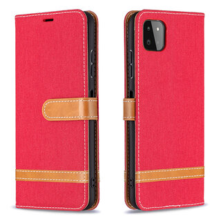 JVS Products iPhone X hoesje - Bookcase - Pasjeshouder - Portemonnee - Vintage - Stof - Kunstleer - Rood
