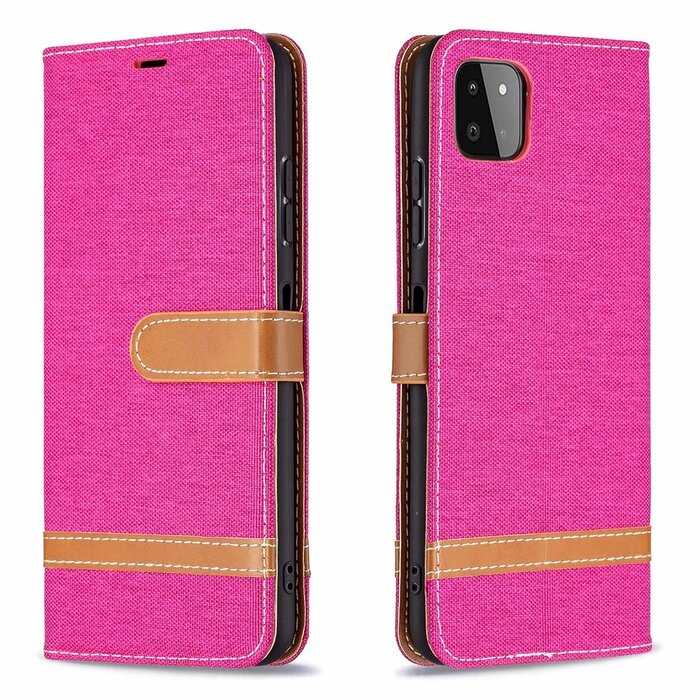 JVS Products iPhone XR hoesje - Bookcase - Pasjeshouder - Portemonnee - Vintage - Stof - Kunstleer - Roze