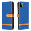 iPhone 12 hoesje - Bookcase - Pasjeshouder - Portemonnee - Vintage - Stof - Kunstleer - Blauw