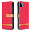 iPhone 12 Pro hoesje - Bookcase - Pasjeshouder - Portemonnee - Vintage - Stof - Kunstleer - Rood